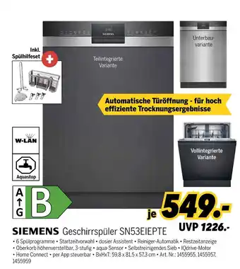 MEDIMAX Siemens geschirrspüler sn53eiepte Angebot