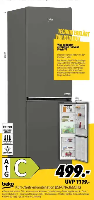 MEDIMAX Beko kühl-/gefrierkombination b5rcna3660hg Angebot