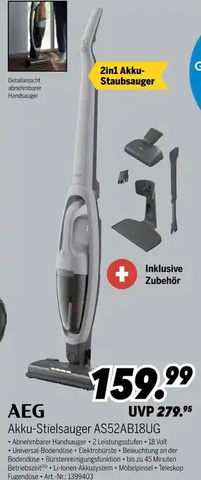 MEDIMAX Aeg akku-stielsauger as52ab18ug Angebot