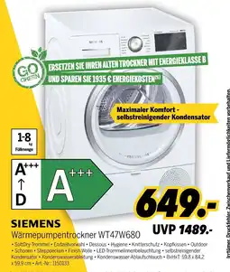 MEDIMAX Siemens wärmepumpentrockner wt47w680 Angebot