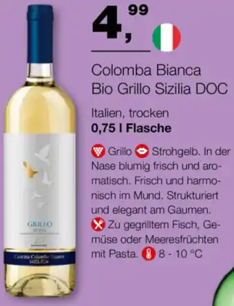 Handelshof Colomba Bianca Bio Grillo Sizilia DOC Angebot