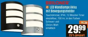 V Baumarkt Briloner LED Wandlampe Akku mit Bewegungsmelder Angebot