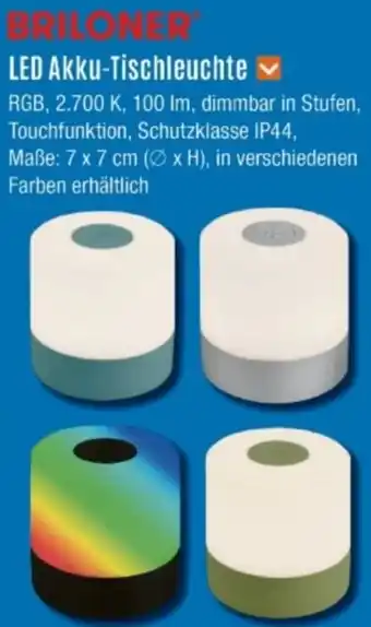 V Baumarkt Briloner LED Akku-Tischleuchte Angebot