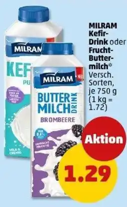 PENNY MILRAM Kefir- Drink oder Frucht- Butter- milch Angebot