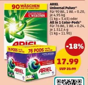PENNY ARIEL Universal Pulver oder All in 1 Color-Pods Angebot