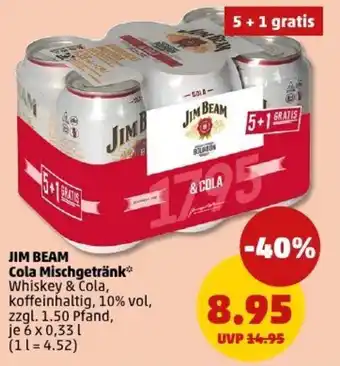PENNY JIM BEAM Cola Mischgetränk Angebot