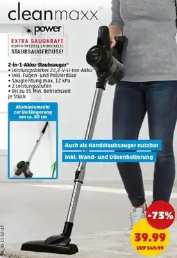 PENNY cleanmaxx 2-in-1-Akku-Staubsauger Angebot
