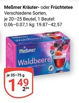 Globus Meẞmer Kräuter- oder Früchtetee Angebot