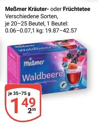 Globus Meẞmer Kräuter- oder Früchtetee Angebot