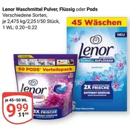 Globus Lenor Waschmittel Pulver, Flüssig oder Pods Angebot