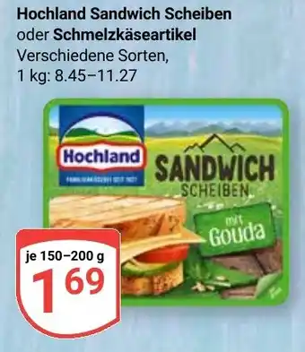 Globus Hochland Sandwich Scheiben oder Schmelzkäseartikel Angebot