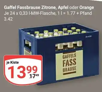 Globus Gaffel Fassbrause Zitrone, Apfel oder Orange Angebot