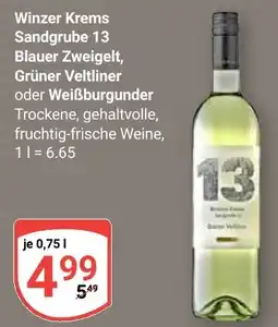 Globus Winzer Krems Sandgrube 13 Blauer Zweigelt, Grüner Veltliner oder Weißburgunder Angebot