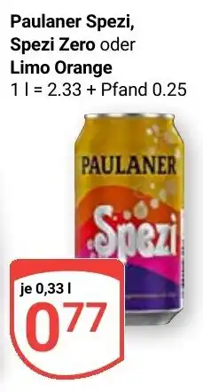 Globus Paulaner Spezi, Spezi Zero oder Limo Orange Angebot