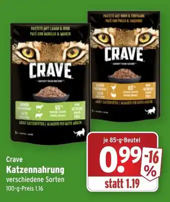 Wasgau Crave Katzennahrung 85g Beutel Angebot