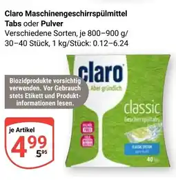 Globus Claro Maschinengeschirrspülmittel Tabs oder Pulver Angebot