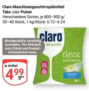 Globus Claro Maschinengeschirrspülmittel Tabs oder Pulver Angebot