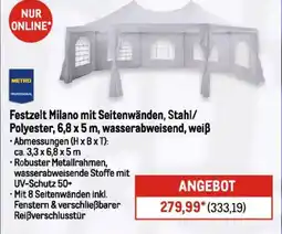 METRO METRO Chef Festzelt Milano mit Seitenwänden, Stahl/ Polyester, 6,8 x 5 m, wasserabweisend, weiß Angebot