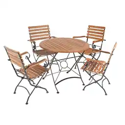 Netto Marken-Discount Tischgruppe WIEN Set 14 5-tlg Garten Sitzgruppe Outdoor Braun Holz Metall Möbel Angebot