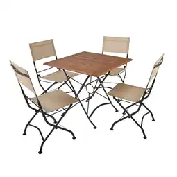 Netto Marken-Discount 5-tlg. Holz Tischgruppe TRIEST Set Garten Sitzgruppe Outdoor Metall Möbel Tisch Angebot