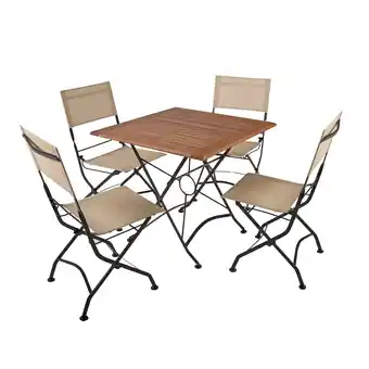 Netto Marken-Discount 5-tlg. Holz Tischgruppe TRIEST Set Garten Sitzgruppe Outdoor Metall Möbel Tisch Angebot