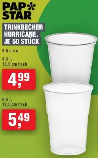 Handelshof Pap star trinkbecher hurricane, je 50 stück Angebot