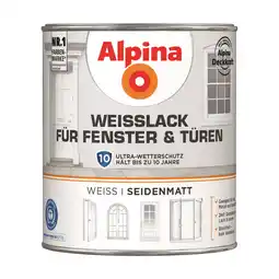 toom Baumarkt Alpina Weißlack für Fenster und Türen seidenmatt 750 ml Angebot