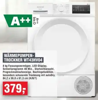 Handelshof Siemens wärmepumpentrockner wt43hv04 Angebot