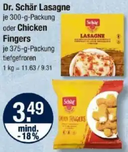 V Markt Dr. Schär Lasagne oder Chicken Fingers Angebot