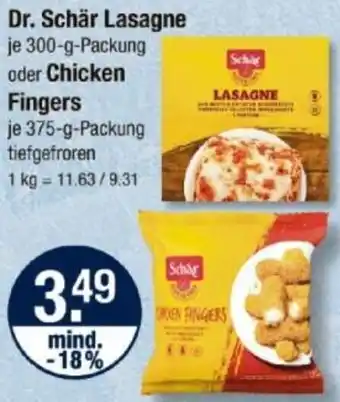 V Markt Dr. Schär Lasagne oder Chicken Fingers Angebot