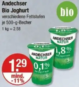 V Markt Andechser Bio Joghurt Angebot