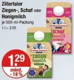 V Markt Zillertaler Ziegen-, Schaf oder Honigmilch Angebot
