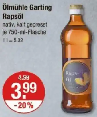 V Markt Ölmühle Garting Rapsöl Angebot