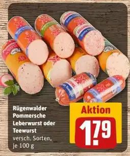REWE Rügenwalder Pommersche Leberwurst oder Teewurst Angebot