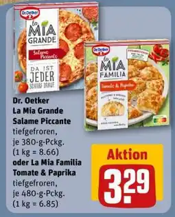 REWE Dr. Oetker La Mia Grande Salame Piccante oder La Mia Familia Tomate & Paprika Angebot