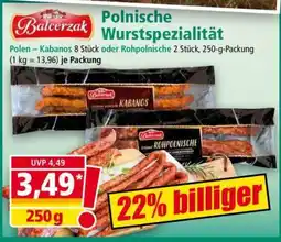 Norma Polen – Kabanos 8 Stück oder Rohpolnische 2 Stück, 250-g-Packung Angebot