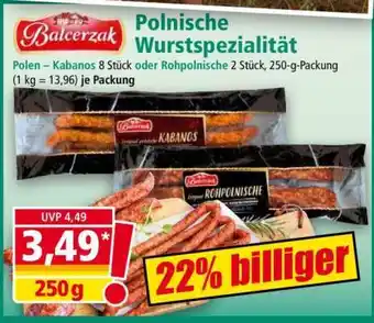 Norma Polen – Kabanos 8 Stück oder Rohpolnische 2 Stück, 250-g-Packung Angebot