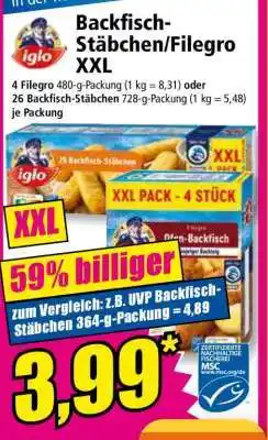 Norma Backfisch-Stäbchen/Filegro XXL Angebot