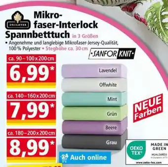 Norma Mikrofaser-Interlock Spannbettuch Angebot