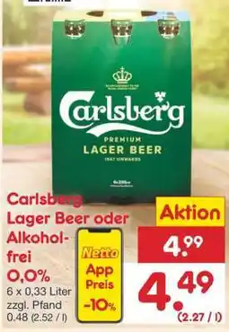 Netto Marken-Discount Carlsberg Lager Beer oder Alkoholfrei Angebot