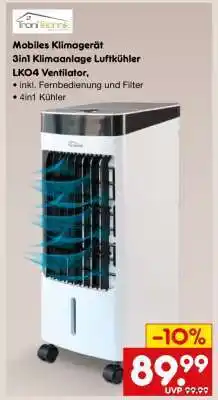 Netto Marken-Discount Mobiles Klimagerät 3in1 Klimaanlage Luftkühler LKO4 Ventilator Angebot