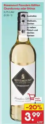 Netto Marken-Discount Rosemount Founders Edition Chardonnay oder Shiraz Angebot
