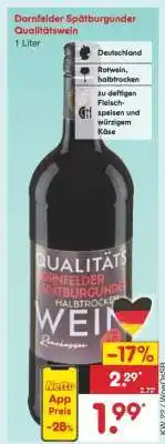 Netto Marken-Discount Dornfelder Spätburgunder Qualitätswein Angebot