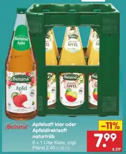 Netto Marken-Discount Apfelsaft klar oder Apfeldirektsaft naturtrüb Angebot