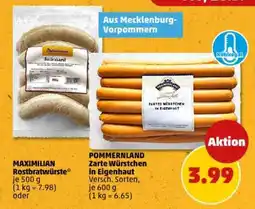 PENNY POMMERNLAND Zarte Würstchen in Eigenhaut Angebot