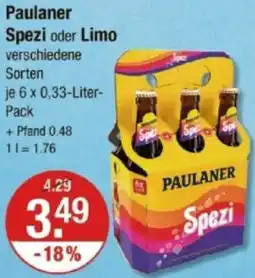 V Markt Paulaner Spezi oder Limo Angebot