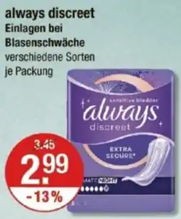 V Markt always discreet Einlagen bei Blasenschwäche Angebot
