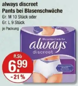 V Markt always discreet Pants bei Blasenschwäche Angebot