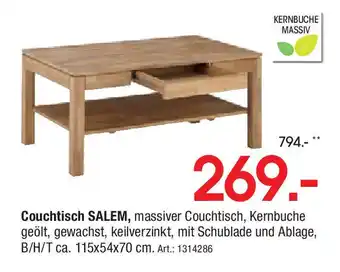 Zurbrüggen KERNBUCHE MASSIV Couchtisch Angebot