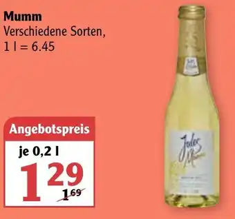 Globus Mumm 0,2L Angebot